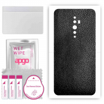 apgo Protective Skin Sticker for the back compatible with Oppo Reno2 Z, Wrap Film, Foil, Vinyl - Pattern Black Leather