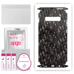 apgo Protective Skin Sticker for the back+sides compatible with Samsung Galaxy S10 Plus, Full Wrap Film, Foil, Vinyl - Pattern Carbon Black Pixel