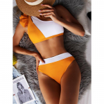 Uued naiste moodsad l&otilde;hestatud bikiinid ujumistrikoo, &uuml;he &otilde;la volangiga isikup&auml;rastatud ujumisriided rannabikiinid S kollane