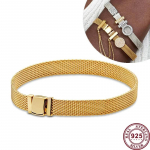 Kuumalt m&uuml;&uuml;v S925 h&otilde;bedast Reflexions seeria punutud v&otilde;rk originaal naiste logoga mitmekordse ahelaga kellav&otilde;ru pulmadeks DIY v&otilde;lu ehted 19CM