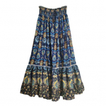Boho lilleprintidega Maxi seelik naistele Elastne k&otilde;rge v&ouml;&ouml;koht Line suur seelik rannapeopuhkuseks S tumesinine v&auml;rv