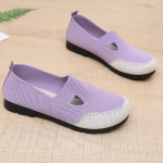 Women's Mesh Knitted Flats Breathable Slip on Round Toe Flat Shoes Casual Comfortable Walking Shoes Lightweight Loafers Work Dressy Shoes for Women 35 tumepruun v&auml;rv