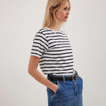 Suvine naiste l&uuml;hikeste varrukatega T-s&auml;rk O Neck Stripe S must