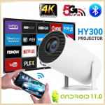 USB kaasaskantav projektor HY300 4K Android11 ​​1280*720P Wifi6 Bluetooth 5.0 kodukino, v&auml;listingimustes kasutatavad k&otilde;rglahutusega projektorid EU valge