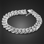 Originaal ehtne 100% 925 sterling h&otilde;bedast k&auml;ev&otilde;rud meeste 13,5 mm &auml;&auml;rekiviga Kuuba kett 7,5&ndash;10 tolli tahke h&otilde;bedane pungi ehe kingitus 8 inches gray