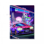 Kaasaegne l&otilde;uendimaalikunst Tokyo t&auml;navas&otilde;idu Nissan GTR Synthwave Neon 80S plakatikaunistus Seinakunst Elutoa Kodukaunistus 21x30cm No Framed