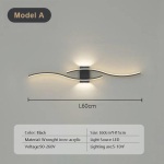 Moodne LED-ribaga seinalamp Double Curve kaugjuhtimispuldiga valgusti Voodikaunistused Mustkuldsed seinalambid Elutoa Magamistoa Led Fixtu Warm white-No RC