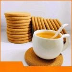 5 tk isoleeritud &uuml;mmargune pehmest tammealusest t&auml;ispuidust poleeritud &uuml;mmargune korgist kohvialus D100*5mm kollane