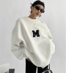 Naiste Lahtised Pullover Kapuutsiga Pusad &Otilde;pilaste Mood Tikitud Kirjadega Higipusa Naiste &Uuml;mara Kaelusega Kampsun Samet S&uuml;gis Uus Korea Stiil XXXL valge