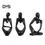 3 tk Abstraktne m&otilde;tleja kujuke, mini istuv m&otilde;tleja vaigukuju skulptuur elutuba kodukontori raamaturiiul t&ouml;&ouml;laua kaunistus kuldne