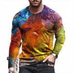 V&auml;rvikunst Graffiti Street Fashion 3D Harajuku Print meeste ja naiste pikkade varrukatega originaal T-s&auml;rk top S