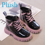 Kevad ja s&uuml;gis uued poisid ja t&uuml;drukud puuvillase polsterdatud nahksaapad Sametised l&uuml;hikesed saapad Laste saapad 29