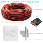 K&auml;sitsi termostaat ja 100 m 6K k&uuml;ttekaabel kombineeritud 66 oomi/m s&uuml;sinikkiust p&otilde;randak&uuml;tte traat koos termostaadikomplektidega 100m Cable and Thermostat