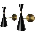 1950. aastate itaalia kaasaegne seinale kinnitatav pronksist ja emailiga seinaplaadiga lugemislamp