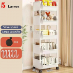 Raamaturiiul hoiuk&auml;ru, mobiilne k&ouml;&ouml;gi organiseerimisk&auml;ru ratastega, mitmekihilised vannitoariiulid, majapidamistarvete suupistete hoiuriiul 5 Layer valge