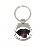 Dobermann, Doberman Pinscher, Dobie - geometric keychain with a photo and the inscription Art-Dog