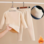 Talvine laste termiline riietus vabaaja poiste t&uuml;drukutele, kaheosaline komplekt, lastele aluspesu Konjuntos, soe kaelusega topid, laste sametvoodriga paks k&otilde;rge kaelus 110cm aprikoosi