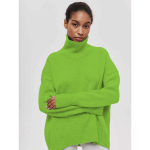 Naiste s&uuml;gistalvised avara kaelusega kampsun, pikkade varrukatega &uuml;lisuur sviiter, s&uuml;gisene vaba džemper, paksud soojad kootud sviitrid naistele M heleroheline v&auml;rv