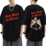 R&auml;ppar Anuel AA Real Hasta La Muerte Meeste Vabaaja Puuvillased T-s&auml;rgid Punk Hip Hop Retro Lahtine T-s&auml;rk Streetwear S