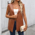 PU vest mantel Solid Camisole naiste kunstnahast vestid Suvised mood trend Varrukateta kardigan vestid top XXL