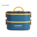 1400 ml/2000 ml lekkekindel Bento l&otilde;unakarp koos virnastatava Sporkiga, korduvkasutatav lastele T&auml;iskasvanutele Mikrolaineahi n&otilde;udepesumasin, s&uuml;gavk&uuml;lmik ja ohutu l&otilde;unas&ouml;&ouml;k Dual Layer sinine