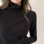 Naiste poolkrae aluss&auml;rk s&uuml;giseks ja talveks, &uuml;hev&auml;rviline, ka&scaron;miiriga paksustatud, pehme, kitsas, pikkade varrukatega top 2XL black
