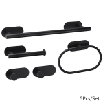 5 tk mustast roostevabast terasest vannitoa kleepuva k&auml;ter&auml;tikuhoidja komplekt sisaldab k&auml;ter&auml;tikuivati ​​k&auml;ter&auml;tikur&otilde;ngas tualettpaberi hoidiku konksud 5Pcs/Set must