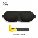Hingav kahepoolne 3D-silmamask magamiseks, meestele ja naistele, leevendab silmade v&auml;simust with anti-noise earplugs must
