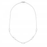 PERLINEA - Collier Perle de Culture d'Eau Douce AAA+ - Ronde 6-7 mm - Blanc Naturel - Argent 925 Milli&egrave;mes - Bijoux Femme