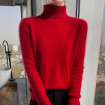 Naiste ka&scaron;miirist kampsun Qinghe ka&scaron;miir 30% ka&scaron;miir 30% naarits 30% vill 10% nailon Naiste s&uuml;gistalvine paks ka&scaron;miirist pullover pehme ja soe XL punane