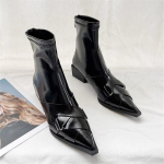 Seksikad Terava Ninaga Ankle Boots Madalad Kontsad Naiste Kingad Peokleit Elegantne PU Nahk T&auml;iesti Uued Chelsea Goth Kingad Botas Mujer 38 gray