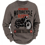 Motorcycle Print Men's T Shirt Outdoor Ride Sports Long Sleeve T-shirt Casual O-neck Oversized Tees Autumn Fashion Cotton Tops S