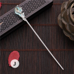 Vanaaegne Hiina stiilis juukseklamber naistele, metallist glasuuriga juuksekahvel, juuksen&otilde;el, juukseklamber J