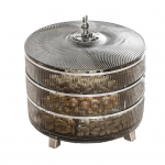 Kolmekihiline jaotatud mutriga serveerimisalus kaanega 360 kraadi p&ouml;&ouml;rlev l&auml;bipaistev plastikust suupistevaagnakonteiner BPA-vaba kuivatatud puuviljade hoiukoht puhas