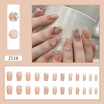 24 tk Gentle Girl Sweet Girl Nail Art Crystal Ice Through Camellia Pearl Glitter Wear Nail Fake Nail Art tabletid