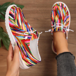 2024. aasta uued naiste vikerkaarekujulised l&otilde;uendist kingad, s&uuml;gis, uued igap&auml;evased naiste lamedad kingad &Uuml;mmarguse varbaga mitmev&auml;rvilised pitsilised tossud 36 punane