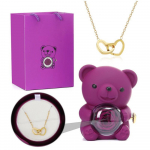 Graveeritud p&ouml;&ouml;rleva karu ehtekarp igavese roosi kaelakeega box + necklace lilla