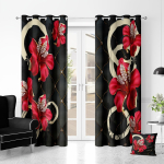 Punase Roosiga Liblika Prindiga Kardinad, Taskuga Aknavari Magamistoa, Kontori, K&ouml;&ouml;gi, Elutoa, Kodu Dekooriks, T&uuml;drukule, 2 tk W50 X H130(CM)X2&Grommet Top red