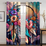 3D Heledad Roosid Lillemustriga Kardinad Romantiline Armastus 2 Paneeli Sobib Elutuppa Luksuslik Magamistuba K&ouml;&ouml;k R&otilde;du Akna Kaunistamiseks 50W130H(CM)X2PCS&Grommet Top