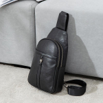 Meeste suvine ehtsast nahast rinnakott Moodne lihtne crossbody kott Mitmekihiline pealmine kiht veisenahast kott must