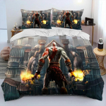 M&auml;ng God of War Kratos Voodipesukomplekt Tekikott Voodikomplekt Tekikate Padjap&uuml;&uuml;r Tekk Kuninga- ja Kuninganna suuruses Poiste ja T&auml;iskasvanute Voodipesukomplekt EU Single 135x200cm