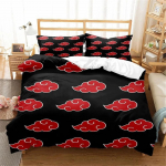 Punane Pilv Anime 3D Joonisvoodikatte Komplektid Tekk Voodipesu Laste Voodipesukomplekt Akatsuki Jaapan Kahekohaline Kuninganna Kuningas &Uuml;hekohaline Suurus Kingitus 229x229cm 90x90in