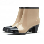 Naiste vihmasaapad Veekindlad PVC-plastikust kingad Mood K&otilde;rged kontsad Pahkluusaapad Keskmise kontsaga T&otilde;mblukuga Kummikud Libisemiskindlad Vade &Uuml;lekingad 37 beež