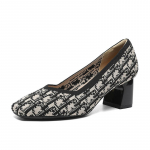 Naiste t&ouml;&ouml;pumbad Tursked plokk-kontsad kingad Ruudukujulised kudumid Mugavad libisevad jalutusjalatsid naistele Vabaaja kleidid pidulikud madala kontsaga kingad 34