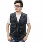 Meeste vestid Kevadised ja s&uuml;gisesed vintage teksariidest vestid varrukateta suures suuruses vestid 7XL must