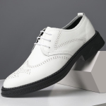 Meeste kevadised nahast brogue kingad: &Auml;riline, Formaalne, Vabaaja, Hingav, Briti ja Korea stiilid, T&auml;iuslik pulmadeks ja peiupoistele. 39 valge