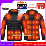 Meeste USB-laetav soojendusega talvejope 6XL must