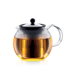 BODUM Teekann Teekeetja ASSAM Teepress 1000ml H&otilde;bedane Must Tee Roheline Tee Hiina Tee &Uuml;rditee Puuviljatee Roostevaba Filter Klaaskolb &Uuml;le black