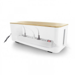 Coffret de rangement c&acirc;bles - LIFEBOX - Grande taille - Couvercle en bois - R&eacute;sistant &agrave; la chaleur - Mixte valge