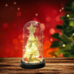 Christmas Dome with LED Night Light Desktop Decor Tree up Mini White Tree